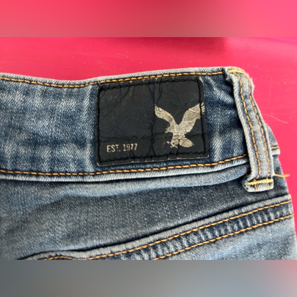 American Eagle distressed 4”denim short, more distressed on front, some on back. - Picture 3 of 6